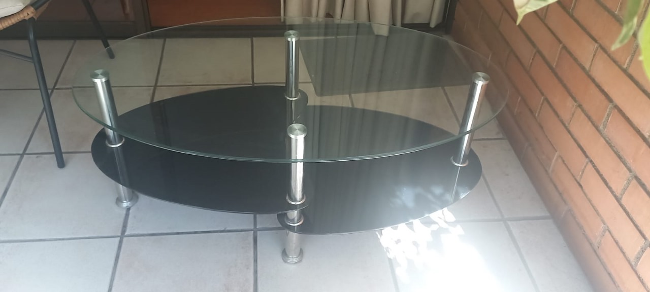 Mesa de centro doble vidrio bicolor