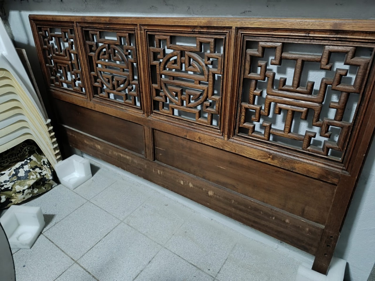 Respaldo 2 plazas madera maciza tallado