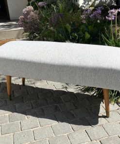 Banqueta antigua tela gris claro