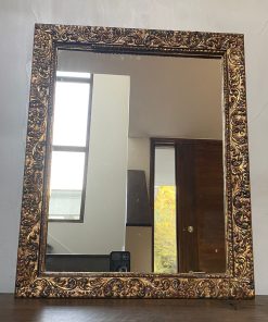 Espejo marco madera ribetes y trabajo dorado envejecido