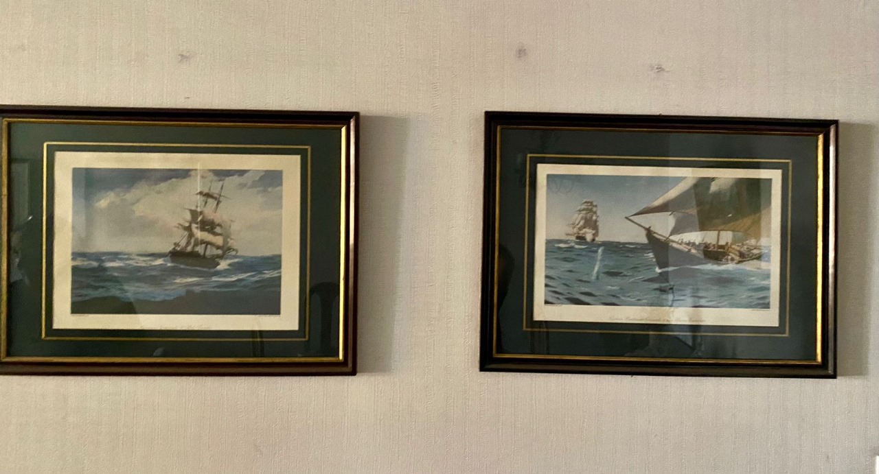 Par cuadro laminas barcos