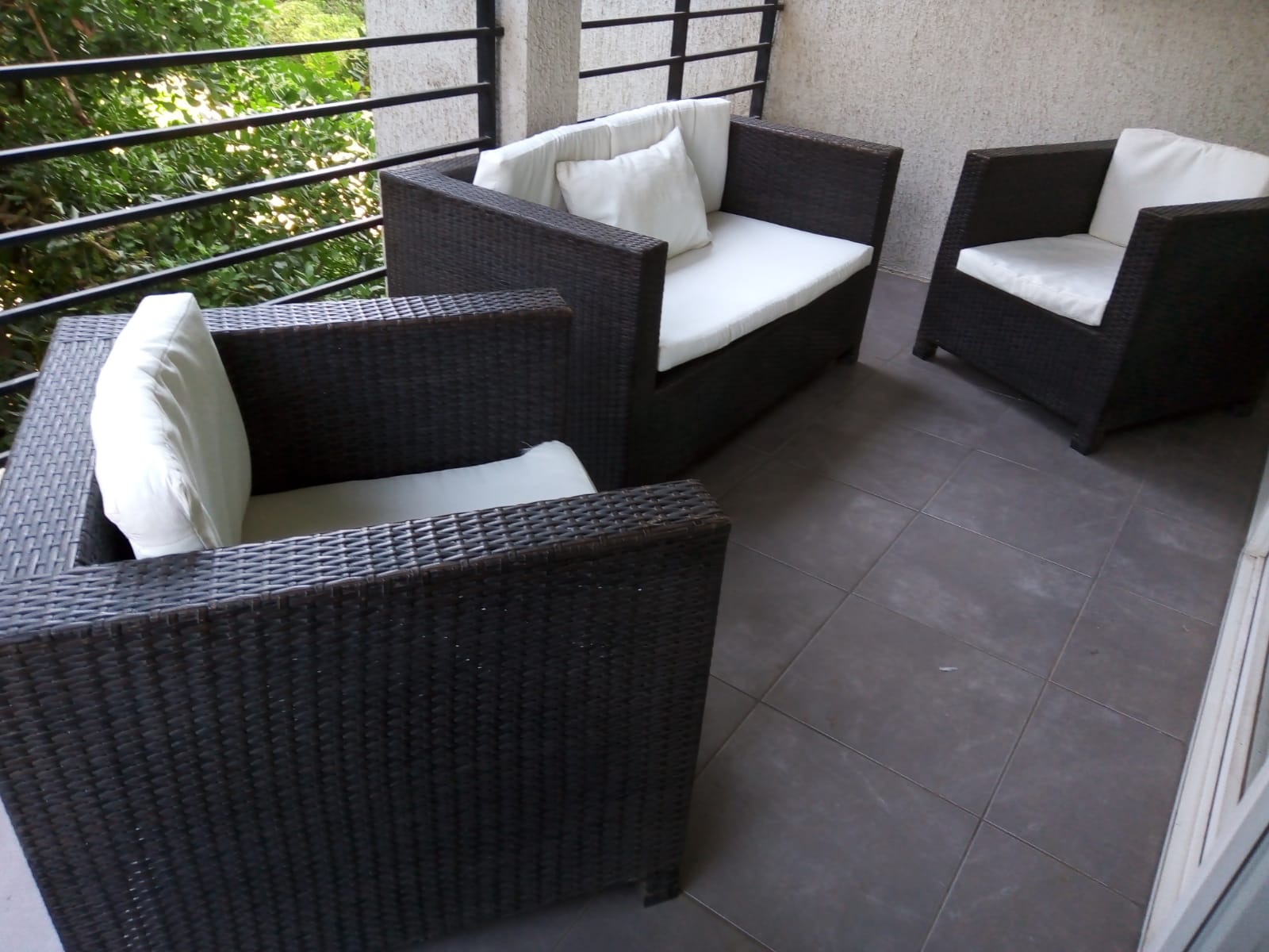 Juego terraza 3 piezas rattan pvc negro