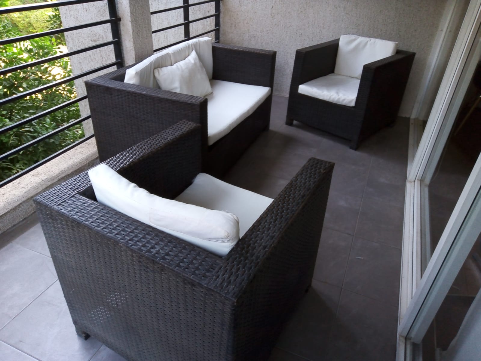 Juego terraza 3 piezas rattan pvc negro - Imagen 3