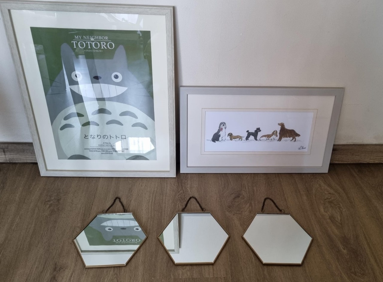 Par cuadros infantiles y set espejos