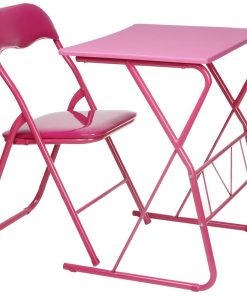 Escritorio infantil fucsia + silla plegable