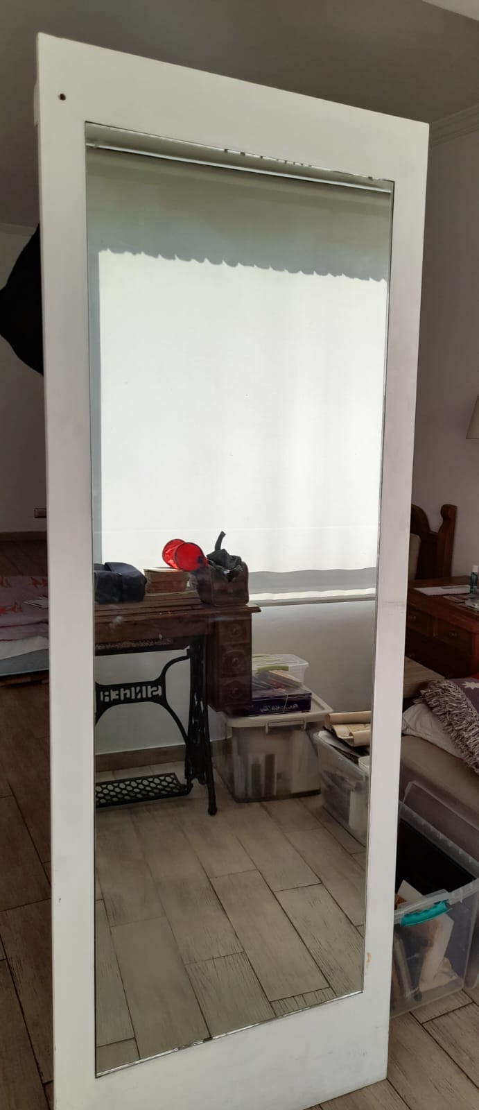 Espejo marco madera blanco - Imagen 3