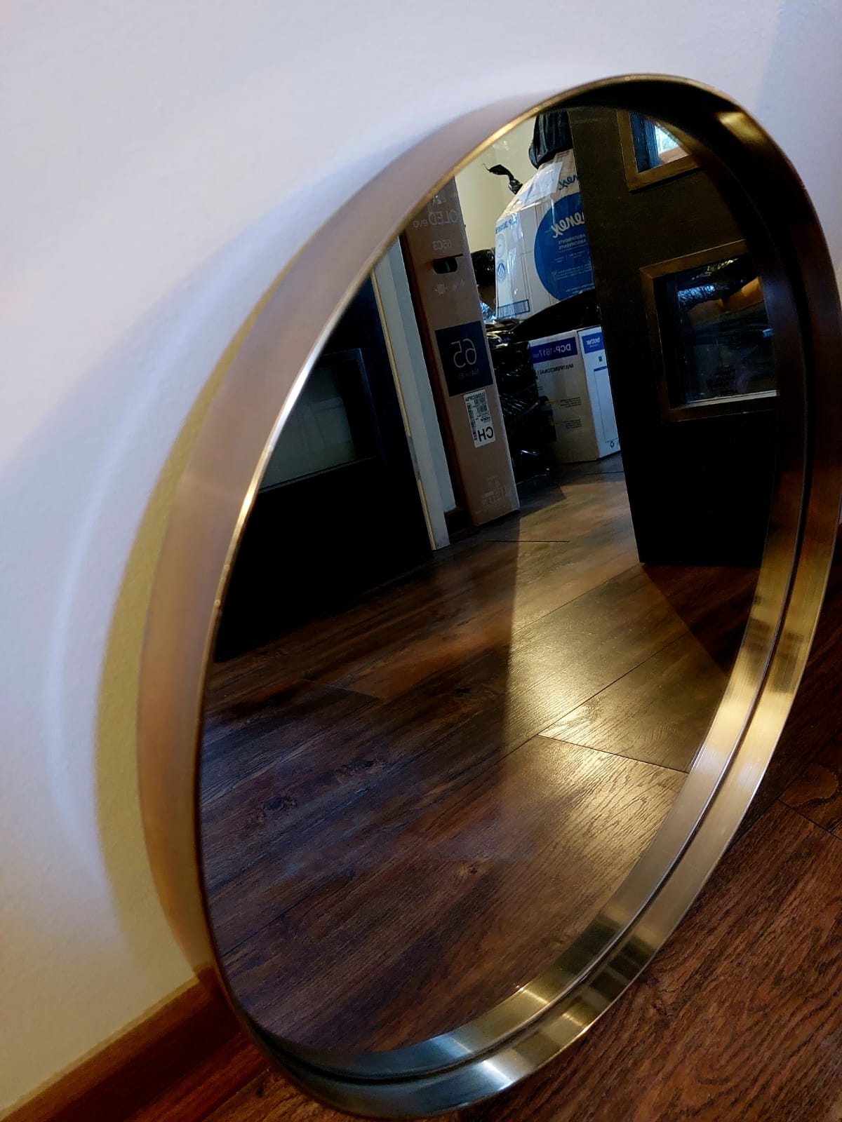 Espejo redondo marco metal dorado - Imagen 4