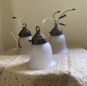 Set 3 lámparas de techo bronce con tulipa empavonada