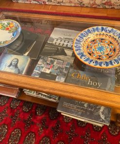 Mesa de centro vidrio y marquetería