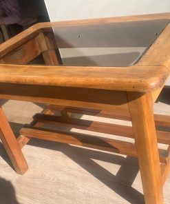 Mesa lateral madera y vidrio