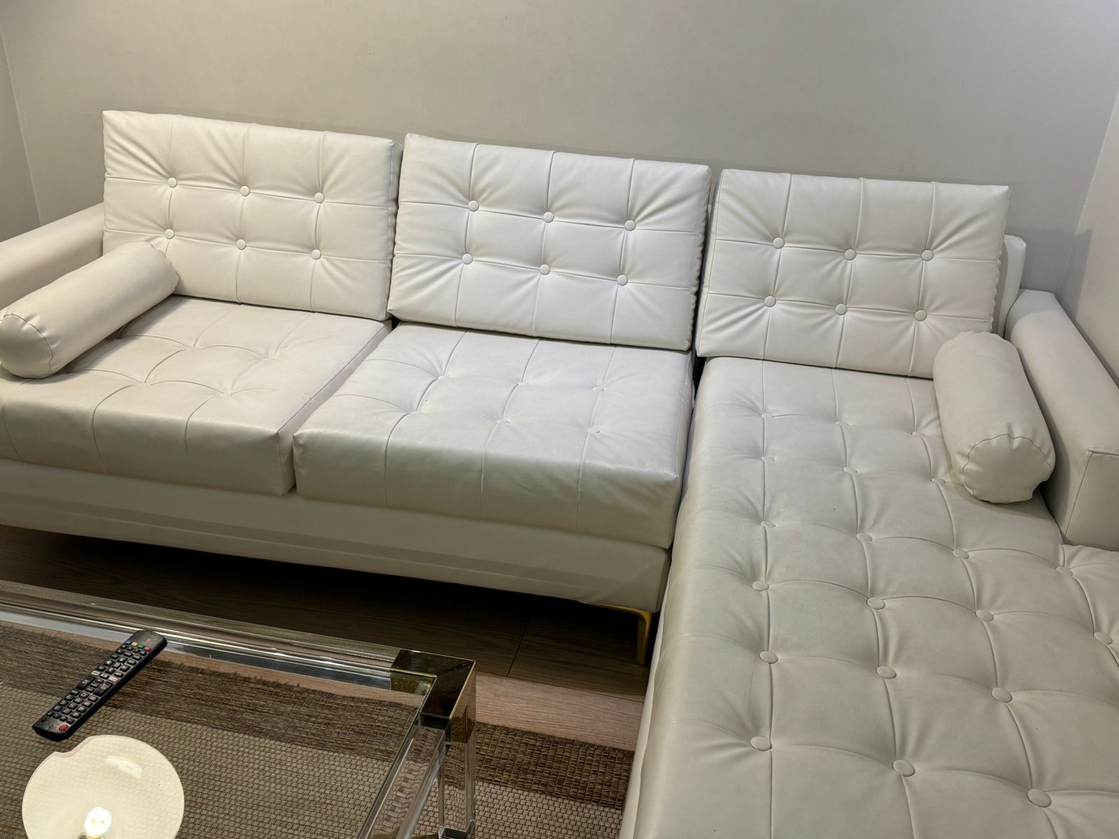 Sofá seccional cuerina blanco - Imagen 7