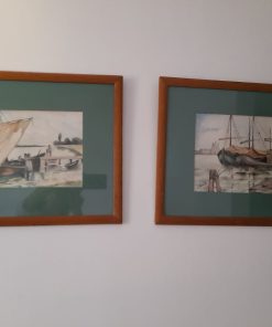 Par de acuarelas barcos