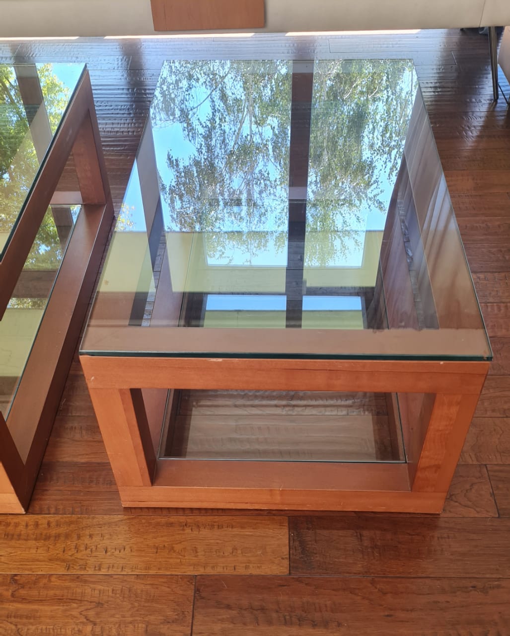 Mesa de centro vidrio y madera