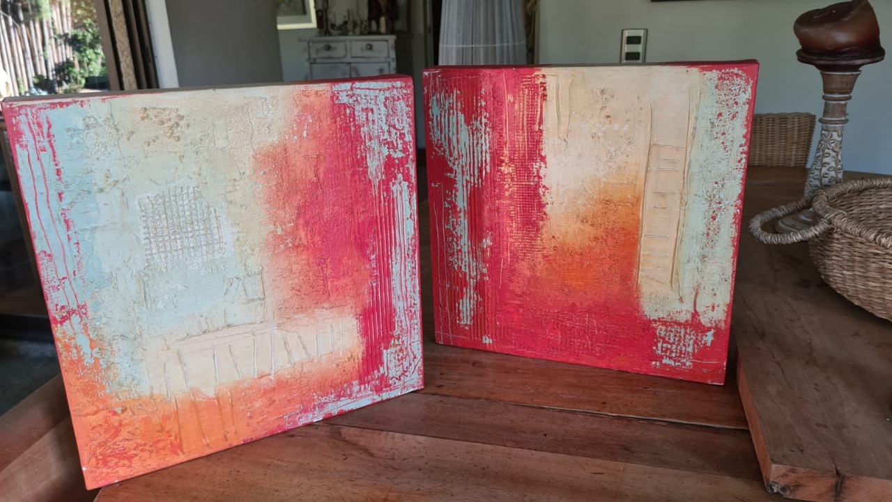 Par canvas tonos rojos