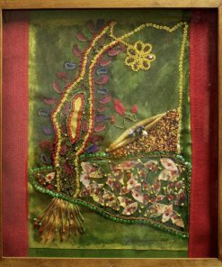 Cuadro tela intervenida fondo verde