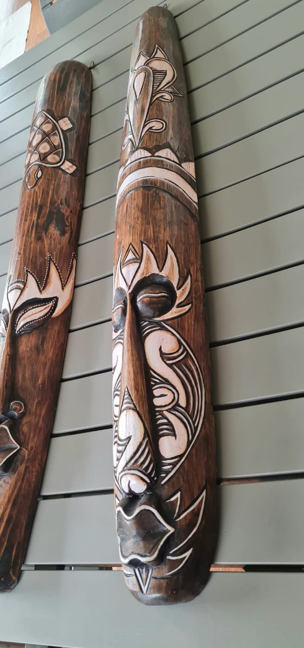 Set 2 mascaras decorativas madera - Imagen 2