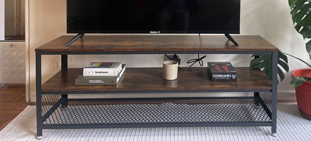 Rack TV madera y fierro Industrial