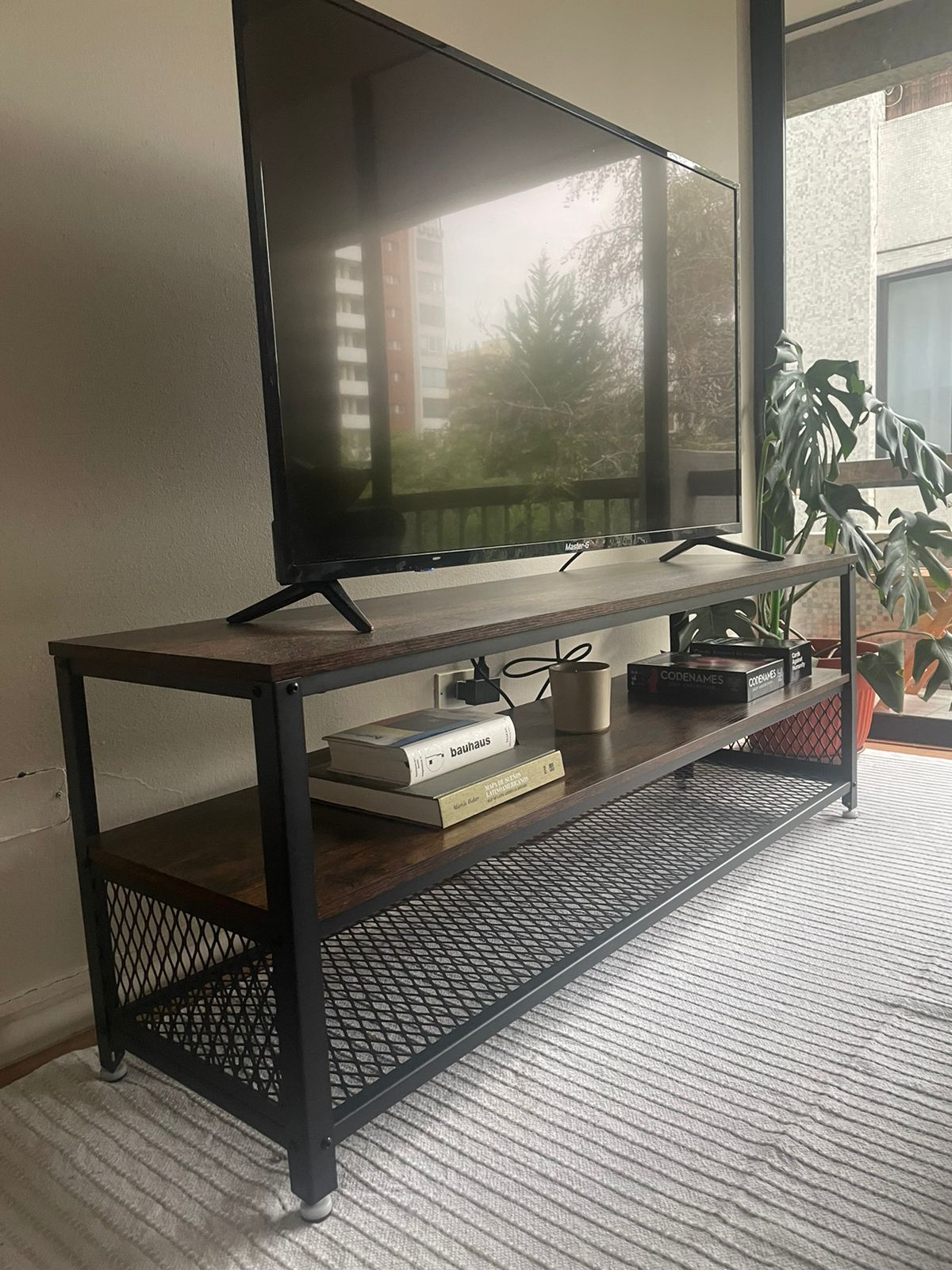 Rack TV madera y fierro Industrial - Imagen 3