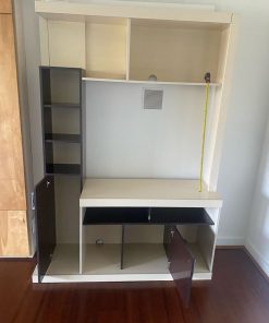 Mueble Rack TV café oscuro/beige con repisa