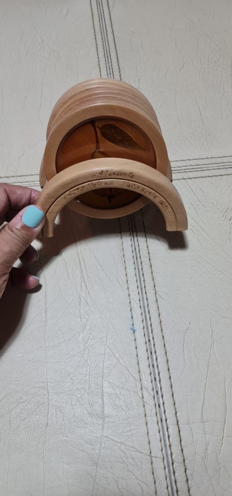 Set 6 Posavasos de Pino Oregón con soporte - Imagen 4