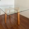 Mesa de comedor cuadrada vidrio y madera