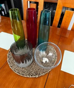 Set 4 floreros vidrio colores