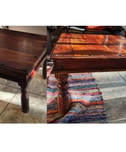 Mesas de centro y lateral madera y remaches fierro