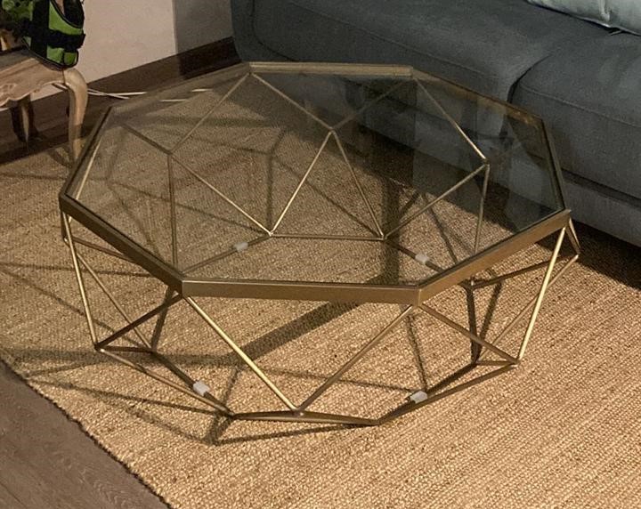 Mesa octagonal vidrio y metal