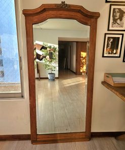 Espejo biselado madera noble marquetería y bronce