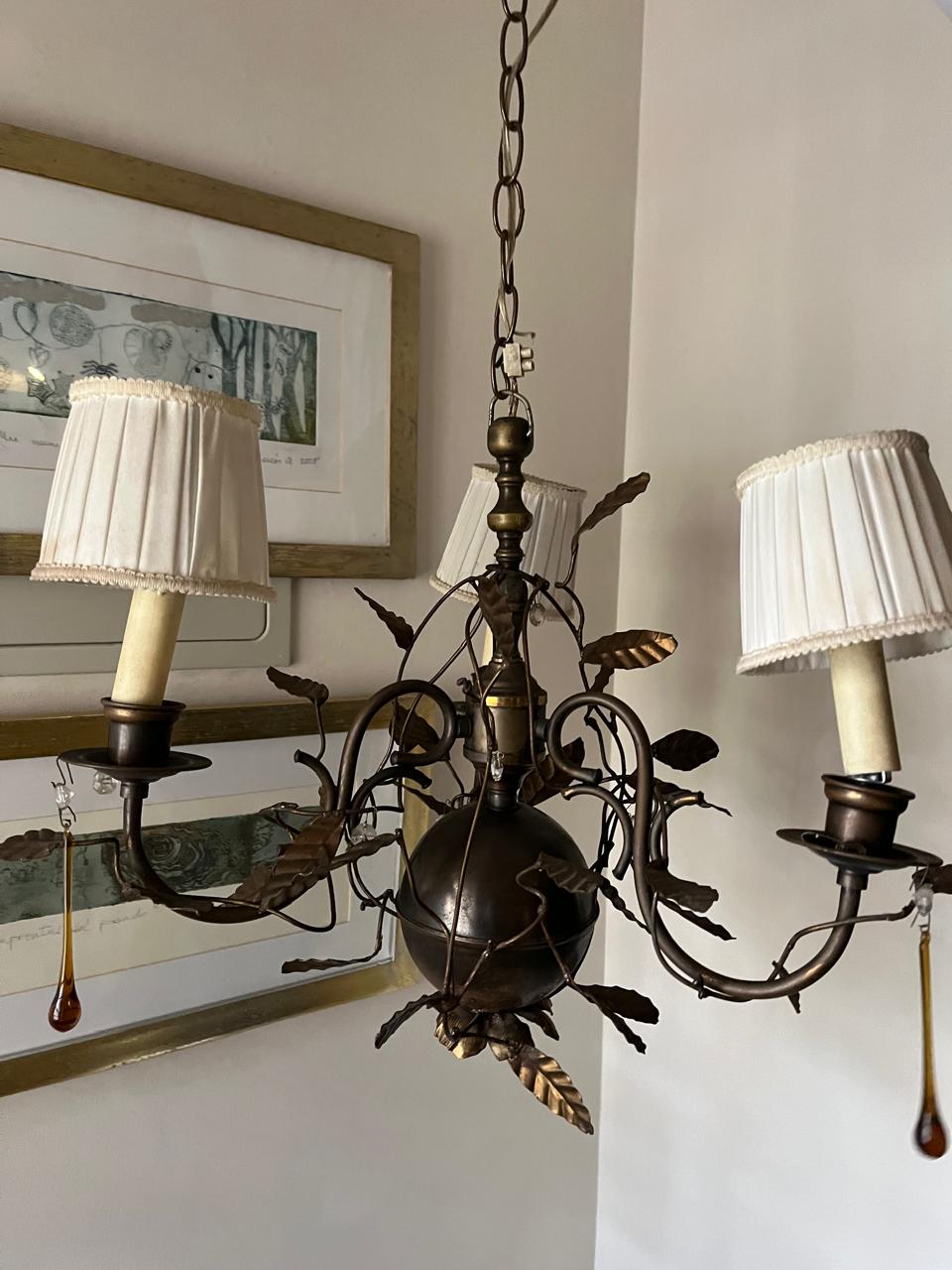 Lámpara de techo con lágrimas y hojas forjadas - Imagen 2