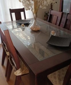 Juego de comedor 6 sillas madera y vidrio