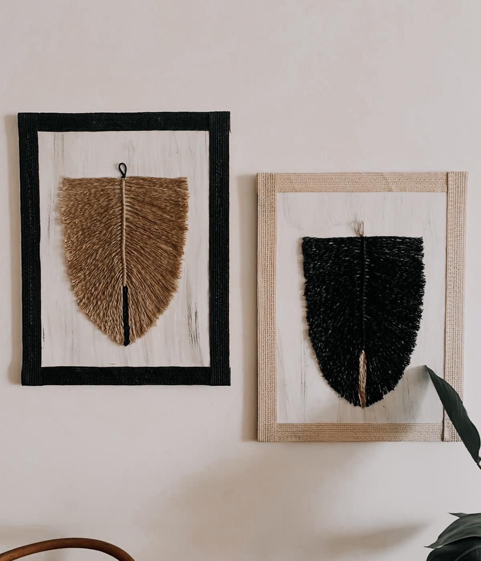 Cuadro plumas fibra natural