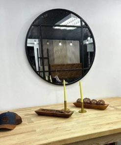 Espejo redondo marco negro