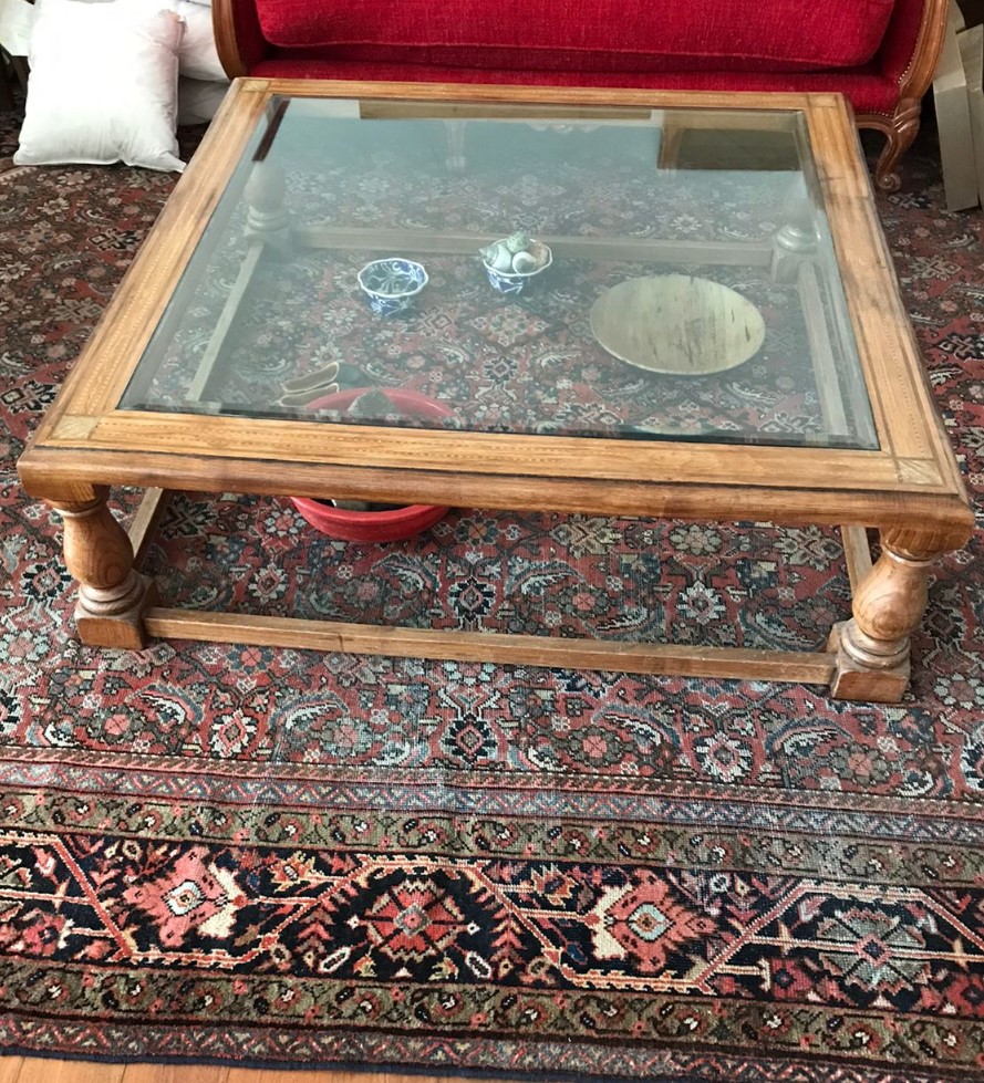 Mesa de centro vidrio y madera Encina