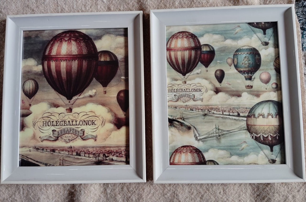 Par Láminas Vintage globos aerostáticos