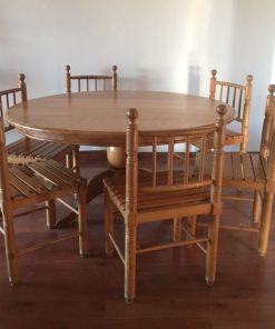 Juego comedor madera torneada con 6 sillas