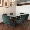 Juego de comedor mesa Skorpio y 6 sillas Slope Velvet Verde