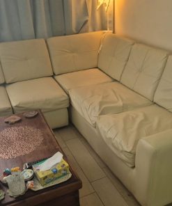 Sofá seccional modular ecocuero beige