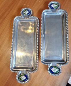 Par de Bandejas Peltre con aplicaciones de cerámica
