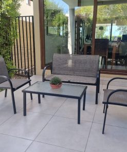 Juego de terraza 4 piezas metálico