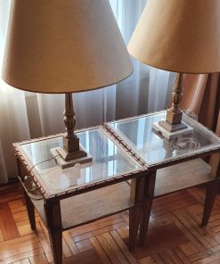 Par mesas laterales patina con lámparas