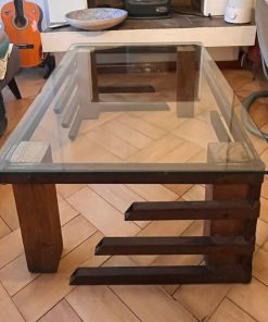 Mesa de centro rectangular madera y fierro