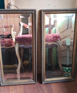 Par de espejos café con dorado