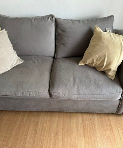 Sofá 3 cuerpos gris retapizado