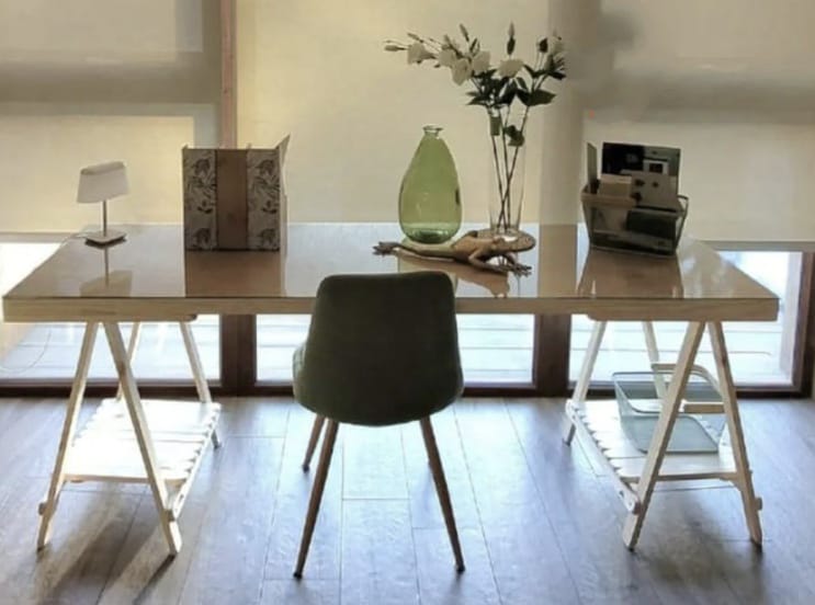 Escritorio/mesón de trabajo vidrio y madera - Imagen 6