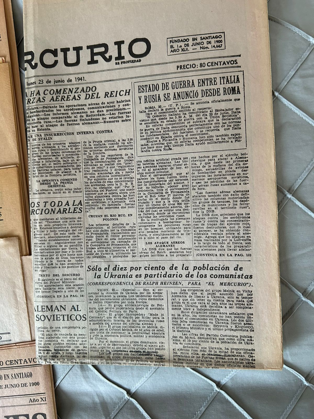 Lote de 10 diarios Mercurio de 1900 - Imagen 15