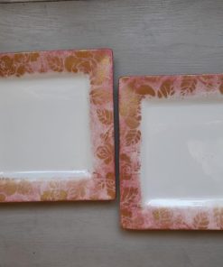 Par de platos borde rosado