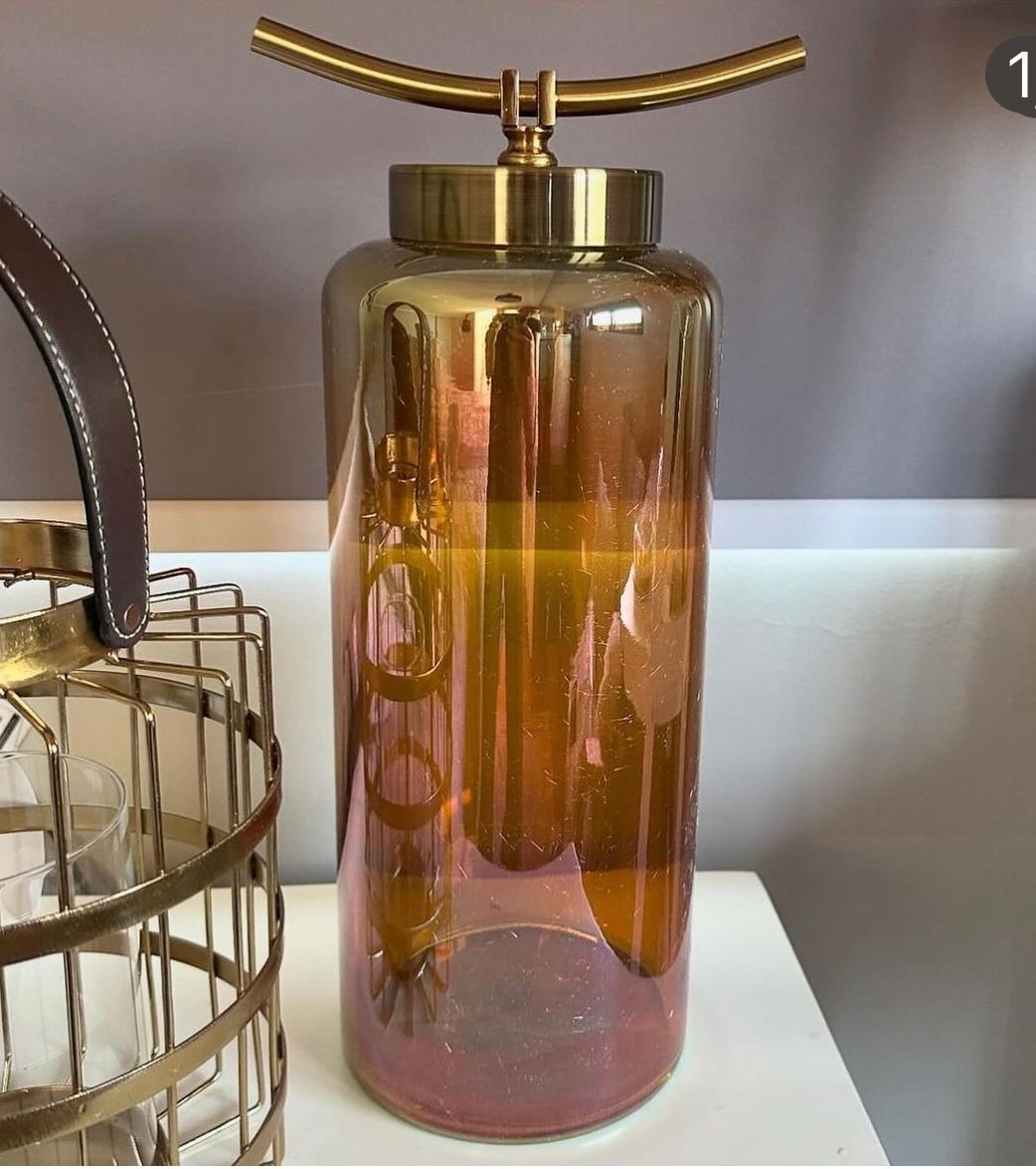 Jarrón de vidrio ámbar DYG Decoración