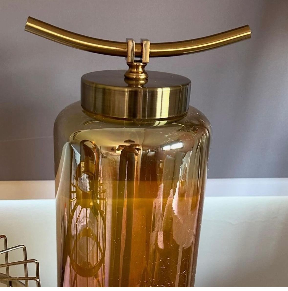 Jarrón de vidrio ámbar DYG Decoración - Imagen 2