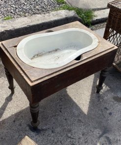 Retrete Frances de porcelana y madera antiguo